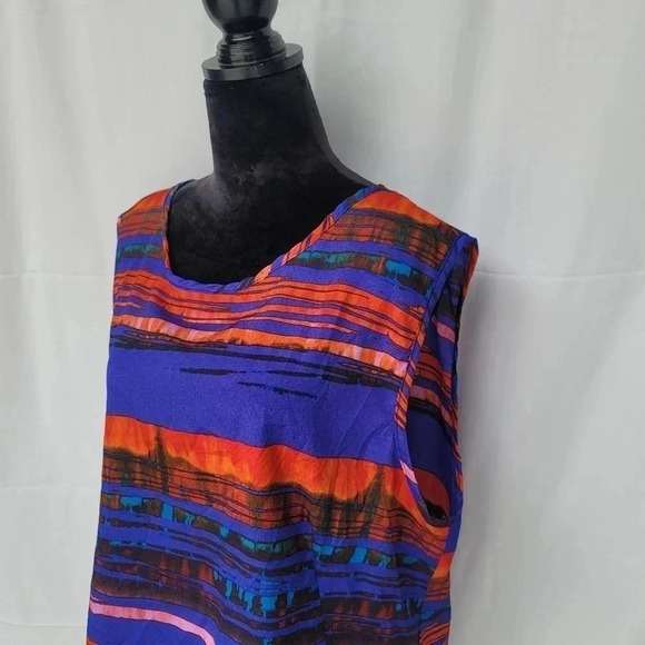 La Bes Tank Top Womens Purple Orange Slit Back Sleeveless Hi Low Slit 3XL - Picture 7 of 10